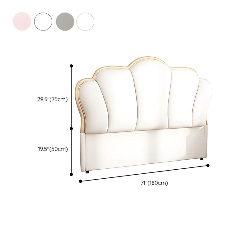 "Dimension of Camelback Solid Wood Bed Frame Headboard Modern Leather Panel - Grey Crown 71""