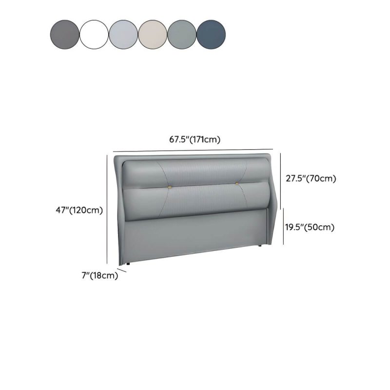 "Dimension of Modern Upholstered Rectangular Pine Headboard with Wood Legs - Blue 59""