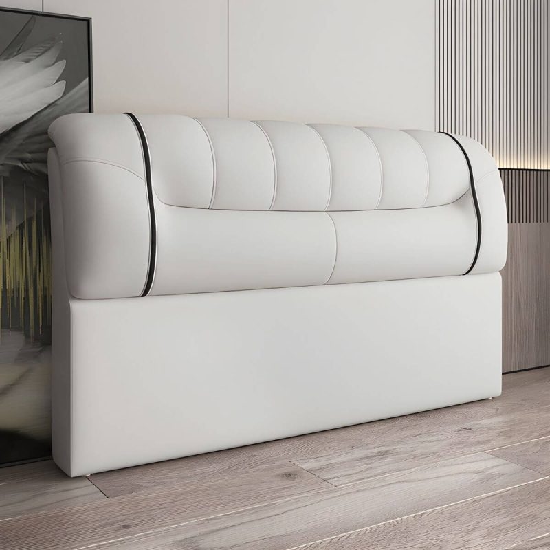 "Bed Frame Headboard Modern Leather Panel Rectangular Solid Wood - 71" White"