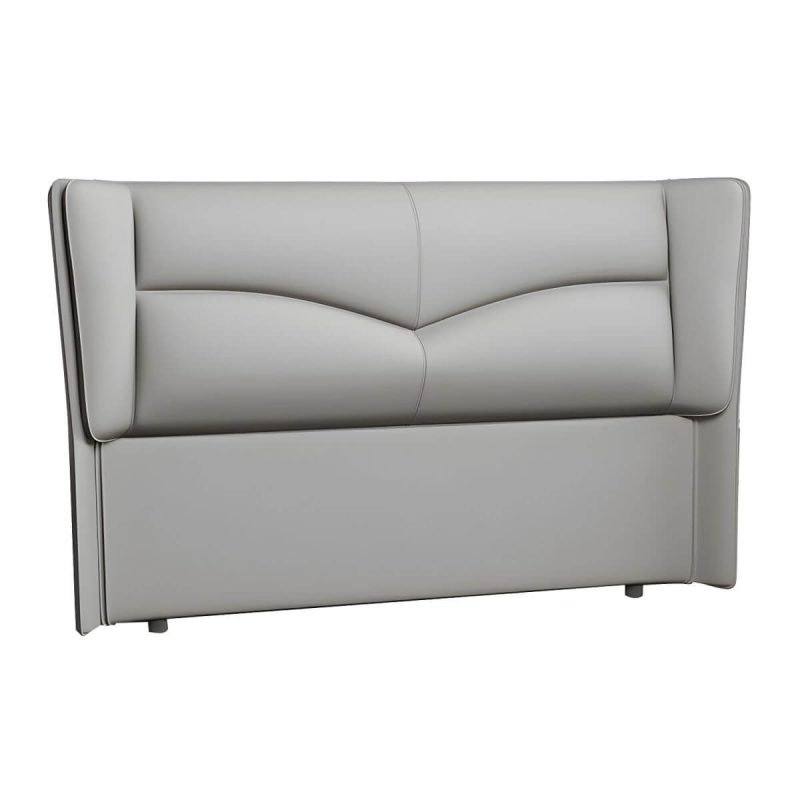 "Modern Rectangular Wingback Headboard Bed with Leather Upholstery and Solid Wood Frame - Off-White 71""