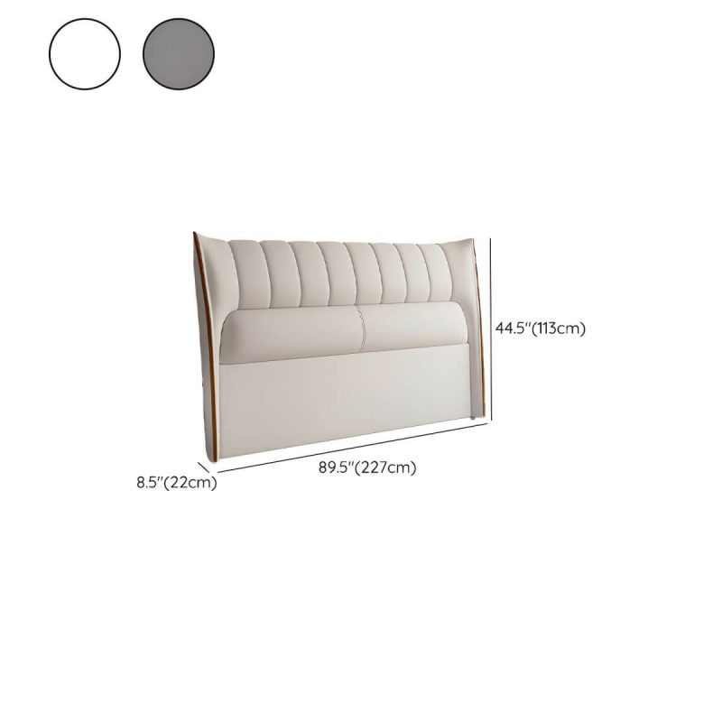 "Dimension of Wingback PU Leather Upholstered Headboard with Wood Legs for American Women - 79" White"