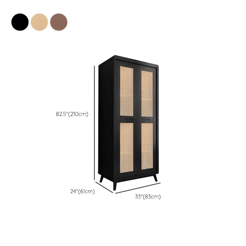 "Dimension of Rubberwood Wardrobe Cabinet Contemporary Wardrobe Armoire with Shelves - 33"L x 24"W x 83"H Walnut"