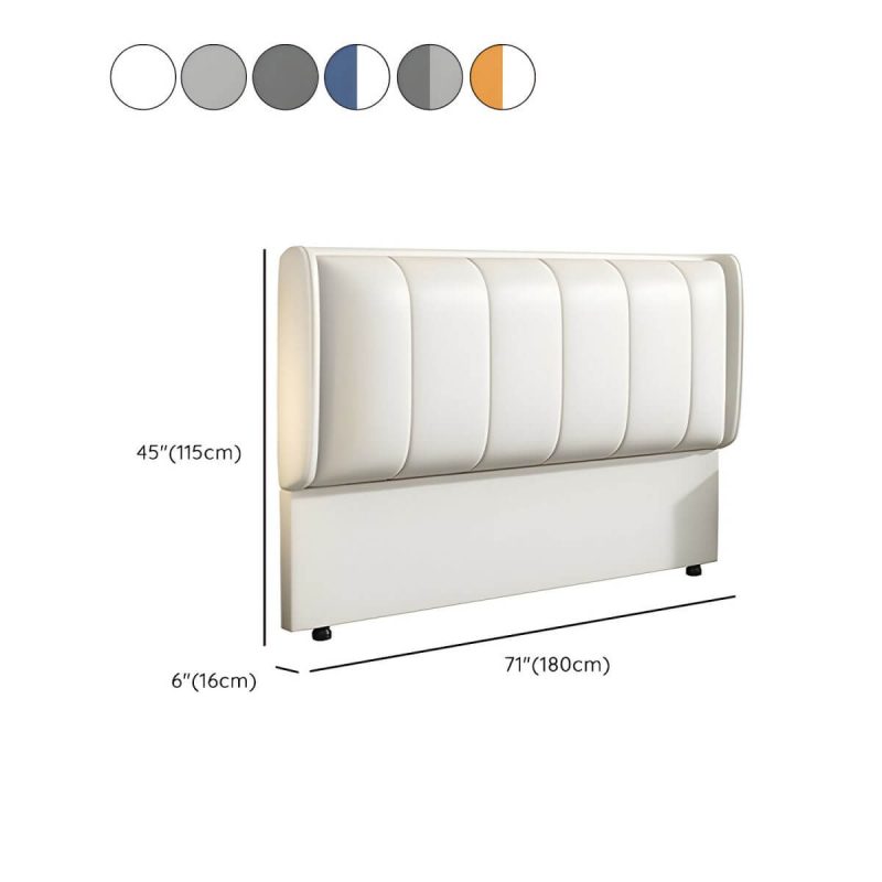"Dimension of Modern Upholstered Pine Wingback Headboard with Leather Upholstery and Wood Legs - Grey 71""