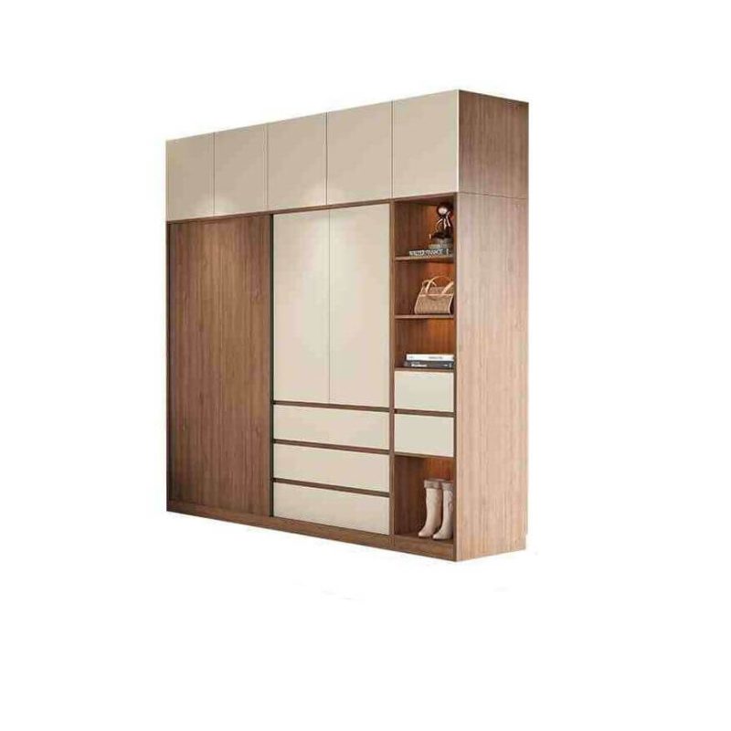 "Multi-Color Casual Engineered Wood Wardrobe Closet with Soft Close Drawer, Soft Close Door, Interior Shelves, and Hanging Rod, Armoire & Side Cabinet & Top Cabinet, 79"L x 24"W x 94"H"