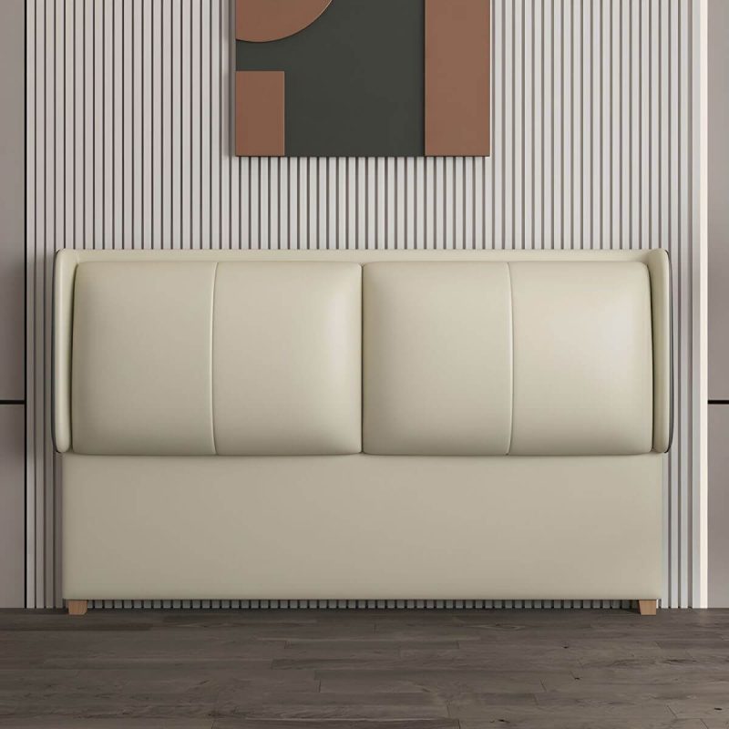 "Modern Wingback Upholstered Headboard with Wood Legs in Standard Height - 150 cm Yellow"