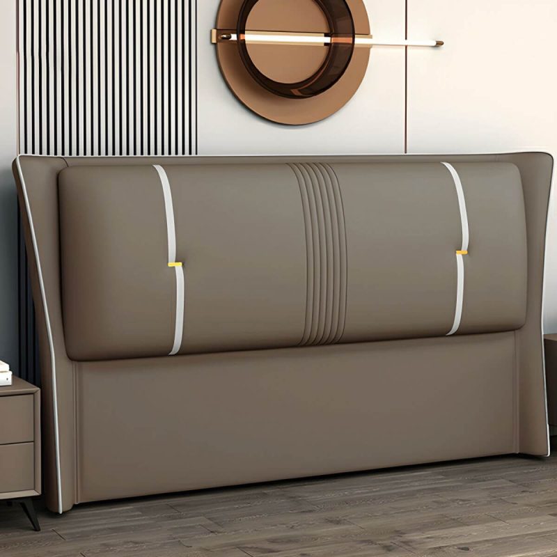 "Luxury Upholstered Wingback Headboard with Modern Wood Legs and Standard height - Dark Blue-White 59""
