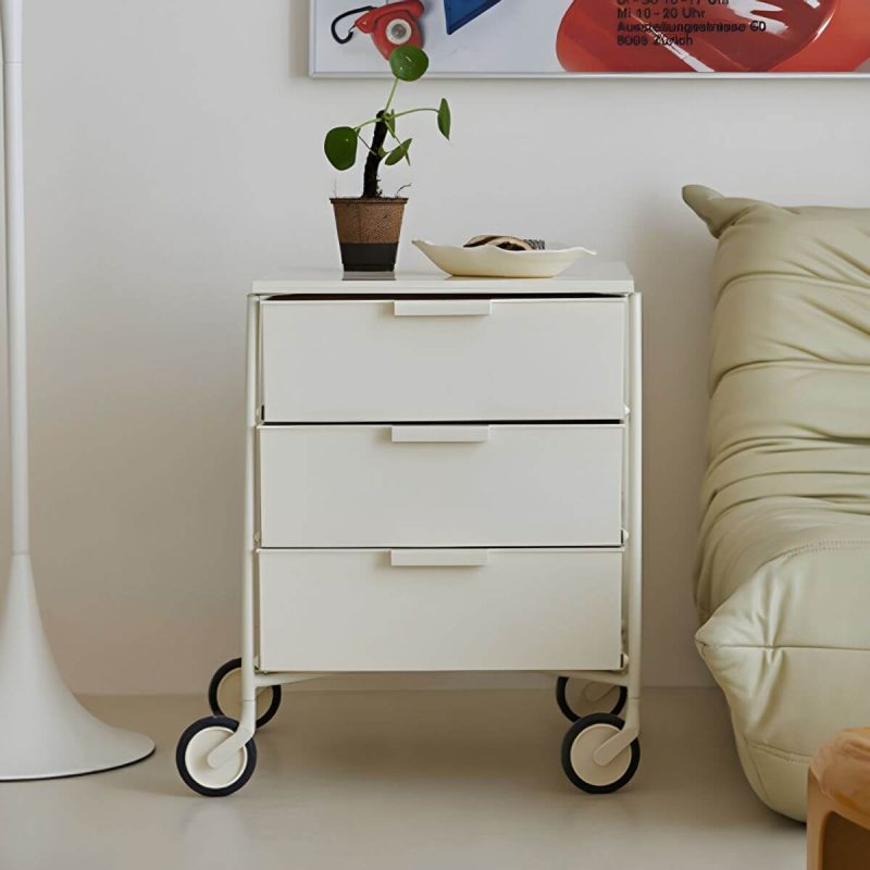 "Modern Iron Bachelor's Chest with 3 Drawers in Plastic/Acrylic Material - Black 2 Piece Set"