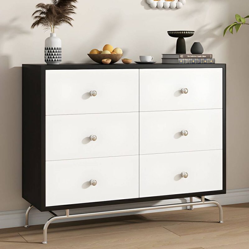 "Modern Storage Drawers Dresser with Four Legs and Silver Handles for Bedroom - 47"L x 16"W x 32"H"