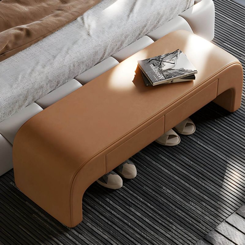 "Upholstered Modern Bedroom Bench with Storage and Short Height - 71"L x 18"W x 17"H Grey"