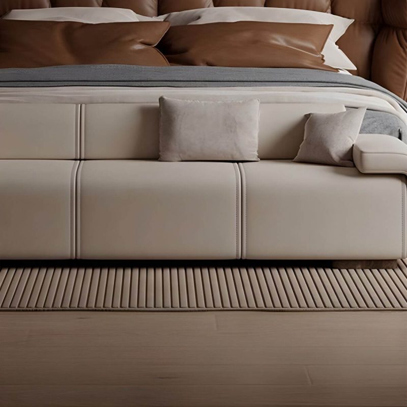 "Long Standard Height Armless Modern Bedroom Bench Upholstered in Solid Color - 71"L x 20"W x 24"H Coffee"