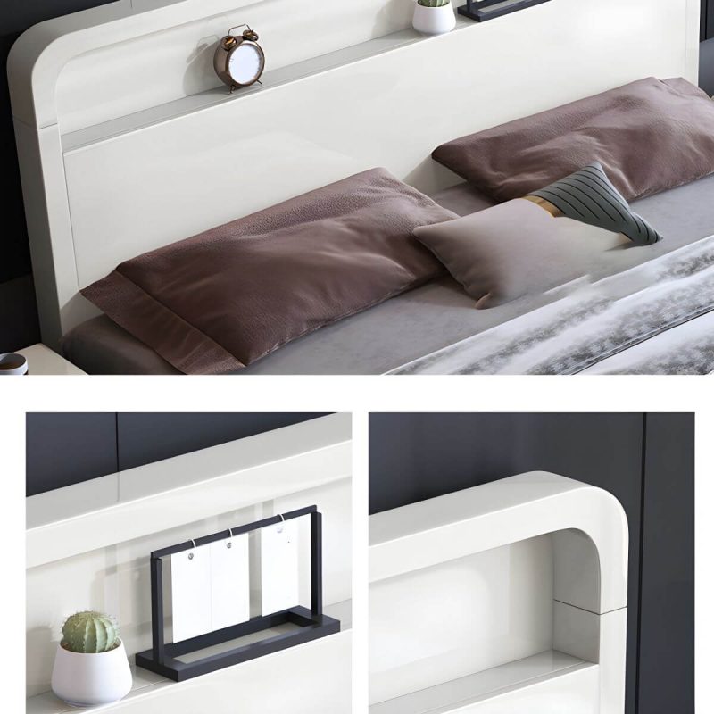 "Nordic Style Solid Wood Upholstered Headboard Wood/white/walnut Bed - Walnut Full XL Single Bed Unavailable"