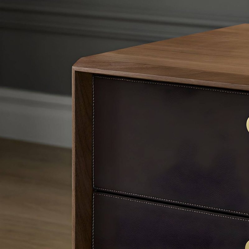 "Modern Walnut Wood Bachelor's Chest with 3 Drawers and Small Size - 2 Piece Set"