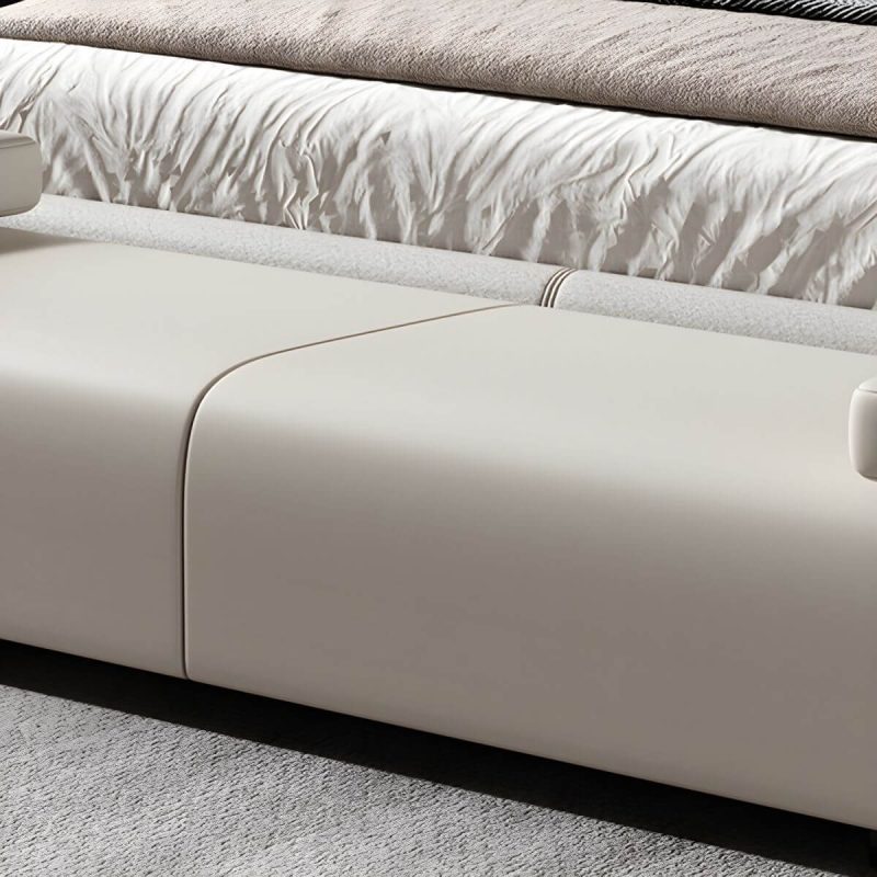 "Modern Solid Color Leather Upholstered Bedroom Bench with Arms - 71"L x 18"W x 22"H Grey With Back"