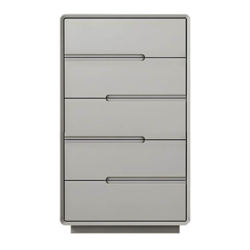 "Light Oak Modern Dresser with Solid Wood Construction and Soft-Close Drawers - Grey 24"L x 16"W x 43"H"