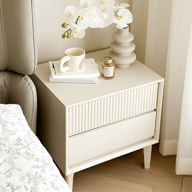 "Modern Wood Nightstand with Drawer Storage and Legs Included - Cream White 16"L x 15"W x 26"H 1 Piece"