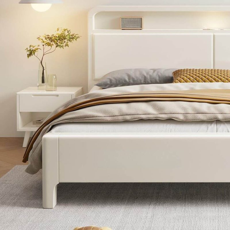 "White Art Deco Panel Bed, 53"W x 79"L"