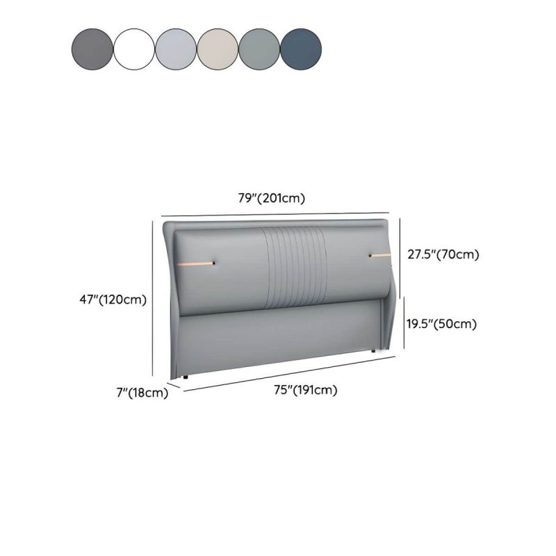 "Dimension of Modern Upholstered Rectangular Pine Headboard with Wood Legs - Dark Gray 71""