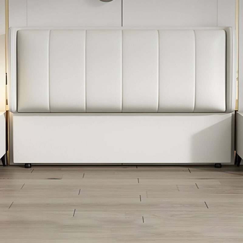 "Modern Upholstered Pine Wingback Headboard with Leather Upholstery and Wood Legs - Blue-White 47""