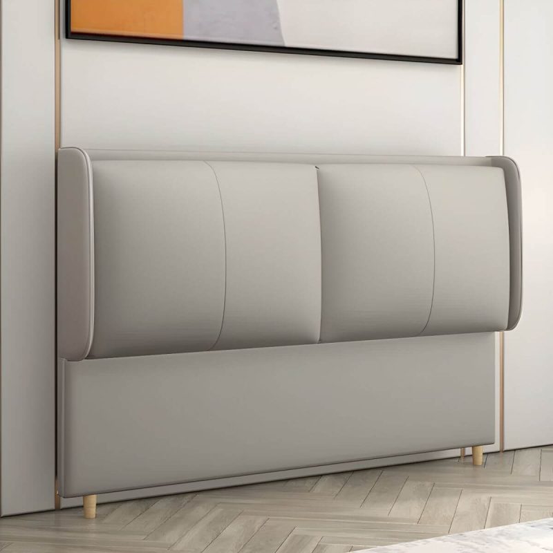 "Rectangular Panel Freestanding Faux Leather Fully Upholstered Headboard Bed - 71" Cream Gray"