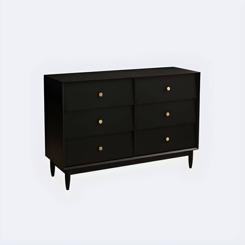 "Traditional Metal Handle Dressers with Solid Wood Drawers for Bedroom - Black 46"L x 16"W x 31"H"