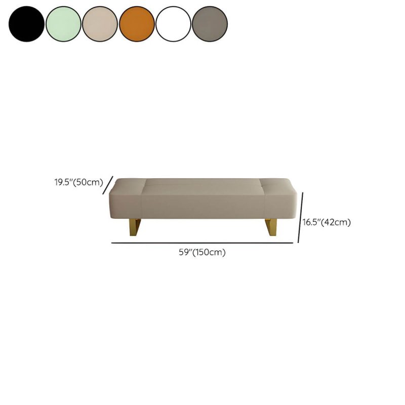 "Dimension of Armless Backless Modern Solid Color Bedroom Bench Upholstered in Hardwearing Sponge with Metal Legs - 59"L x 19.5"W x 17"H Orange"
