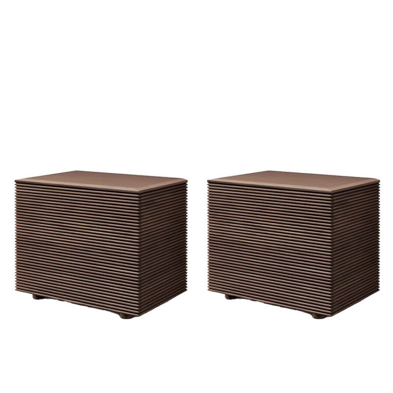 "Scandinavian Style Wood Nightstand with 2 Drawers in Standard Size - Dark Walnut 2 Piece Set"
