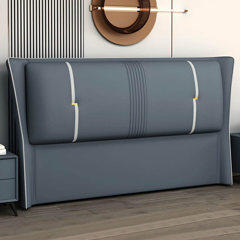 "Luxury Upholstered Wingback Headboard with Modern Wood Legs and Standard height - Airy Blue 59""