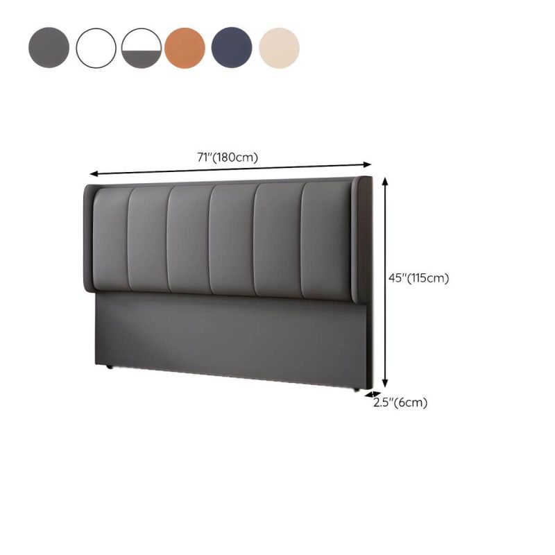 "Dimension of Modern Upholstered Pine Wingback Headboard with Wood Legs, Standard Height - Tech Cloth 71" Orange/ White"