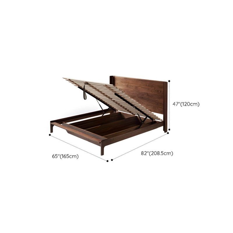 "Dimension of Solid Wood Headboard Standard Bed Mattress Included Bed Frame with Custom Legs - Full Single Bed Lift Up Storage"
