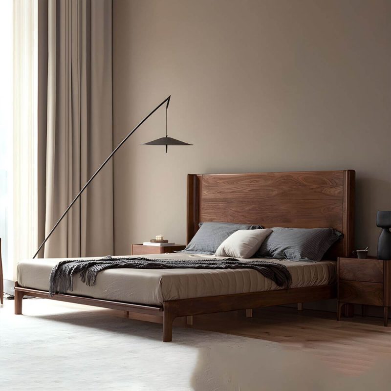 "Solid Wood Headboard Standard Bed Mattress Included Bed Frame with Custom Legs - Queen Bed & Mattress Lift Up Storage"