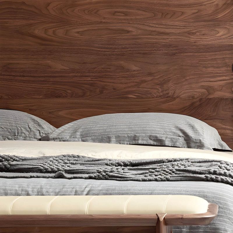 "Solid Wood Headboard Standard Bed Mattress Included Bed Frame with Custom Legs - Full Single Bed Panel"