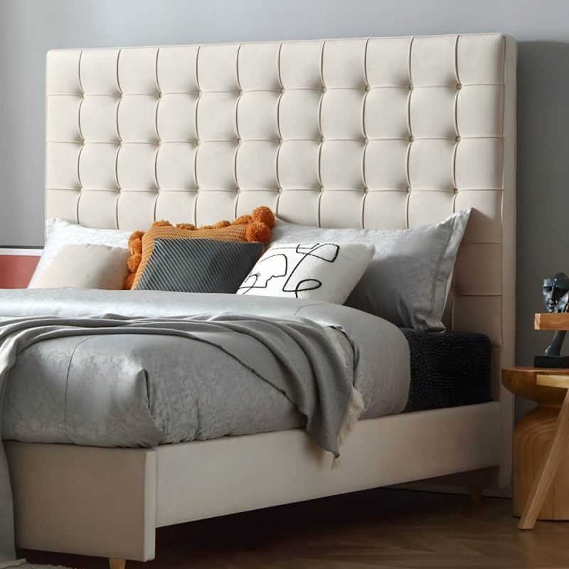 "Foam Velvet Rectangular Tufted Wood and Upholstered Panel Headboard - 79""