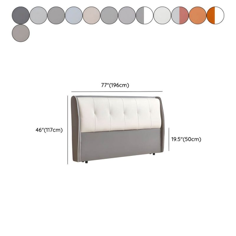 "Dimension of Elegant Wingback Upholstered Headboard with Wood Legs - Modern Design - Gray-White 71""