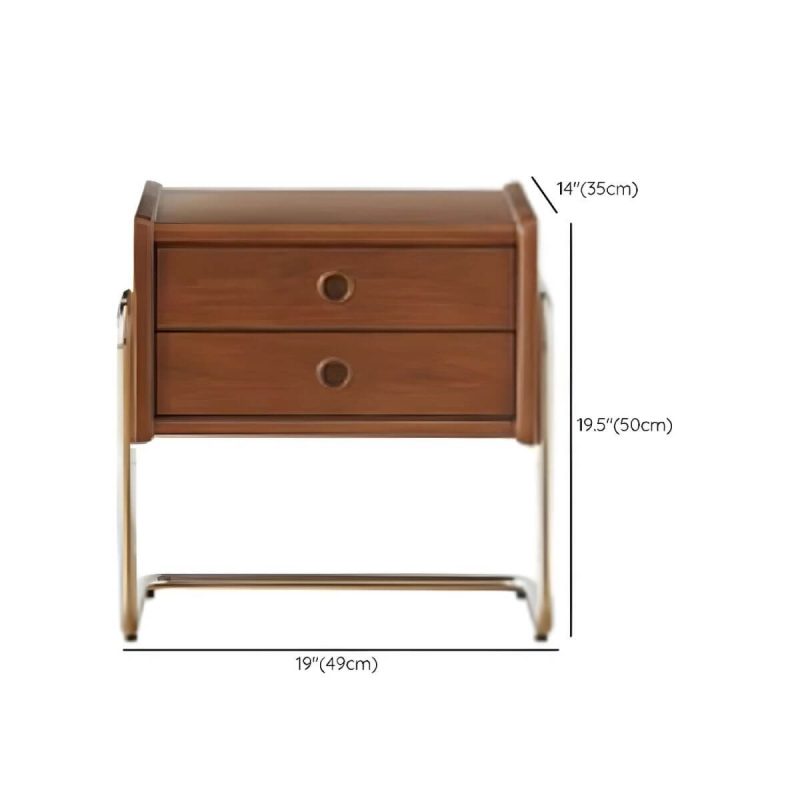 "Dimension of Traditional Wooden Nightstand with 2 Drawers & Elegant Design - 1 Piece"