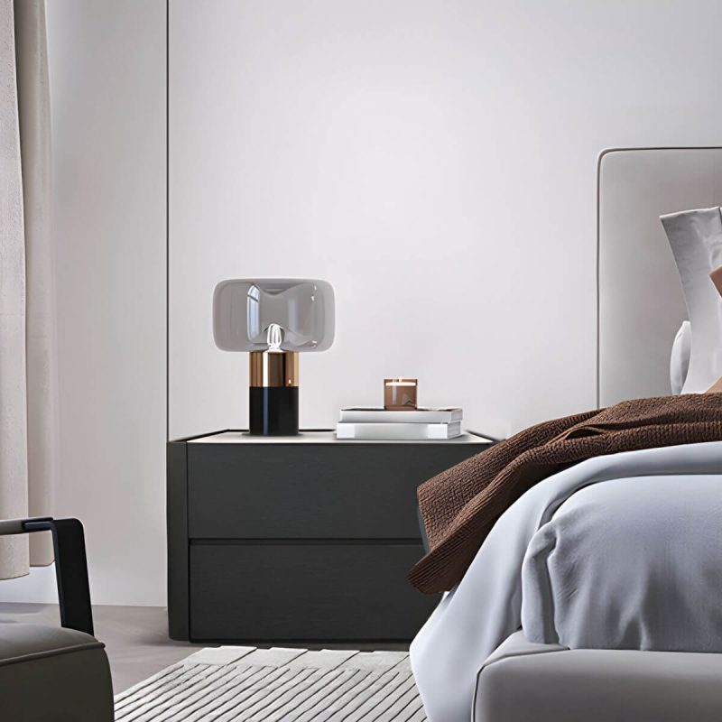 "Modern Black Wood Nightstand with 2 Drawers and Small Height - 2 Piece Set"