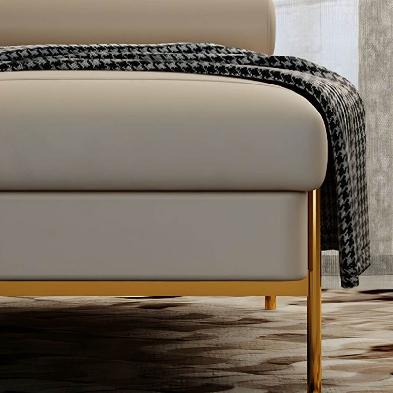 "Glam Leather Entryway and Bedroom Bench with Gold Straight Metal Legs - 100 x 50 x 42 cm Green Genuine Leather"