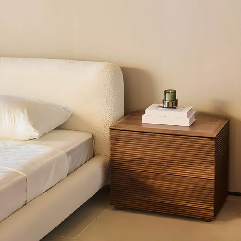 "Scandinavian Style Wood Nightstand with 2 Drawers in Standard Size - Dark Walnut 1 Piece"