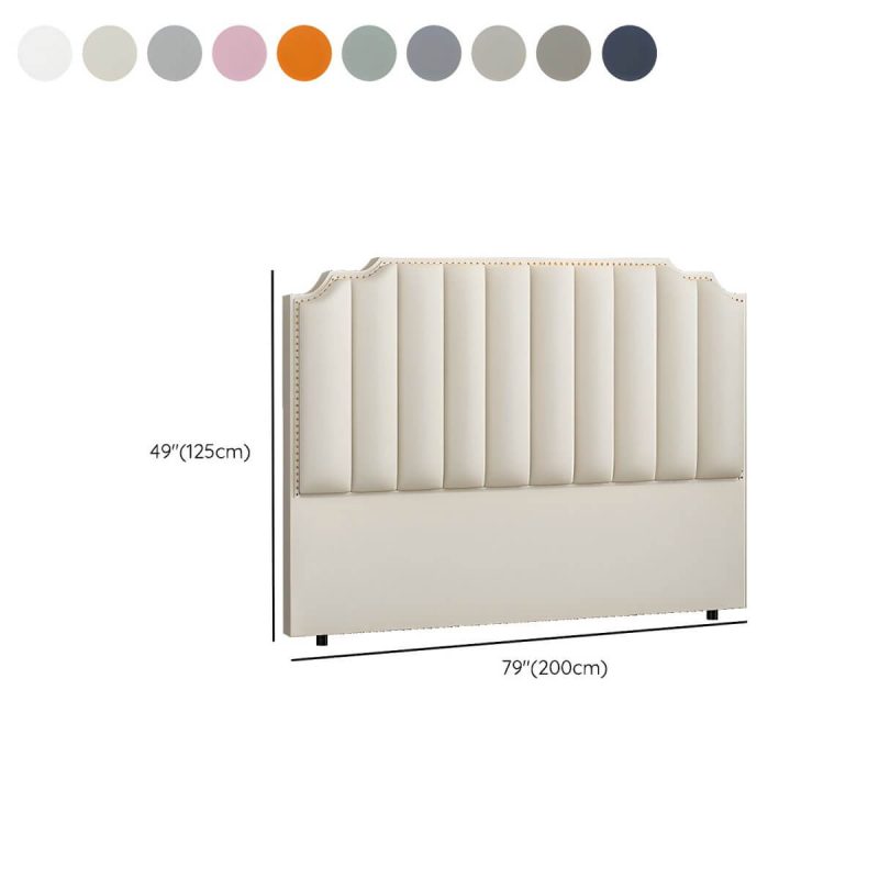 "Dimension of Glam Stepped Pillow Back Bed Headboard Leather Solid Wood Water Proof - 79" White"
