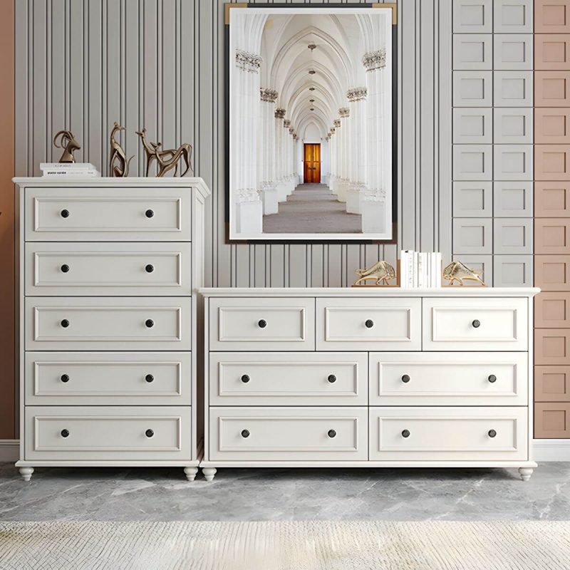 "Solid Wood and Soft-Close Drawers Modern Chest with Wood Top - 7 55"L x 18"W x 31.5"H"