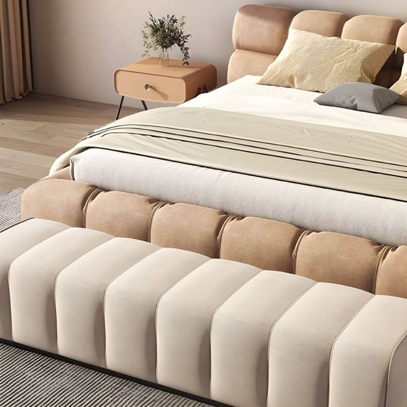 "Tufted Upholstered Modern Bedroom Bench in Solid Color - Short Height - 69"L x 20"W x 16"H Grey"