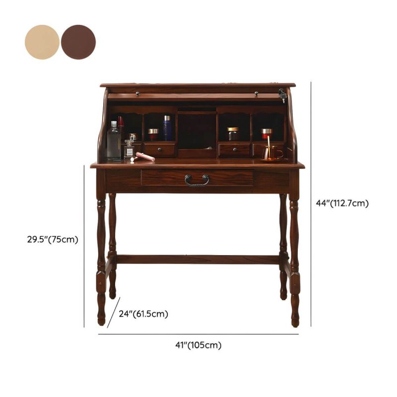 "Dimension of Solid Wood Traditional Style Dressing Table Dustproof with Partition and Drawer - Natural Finish 41"L x 24"W x 44"H"