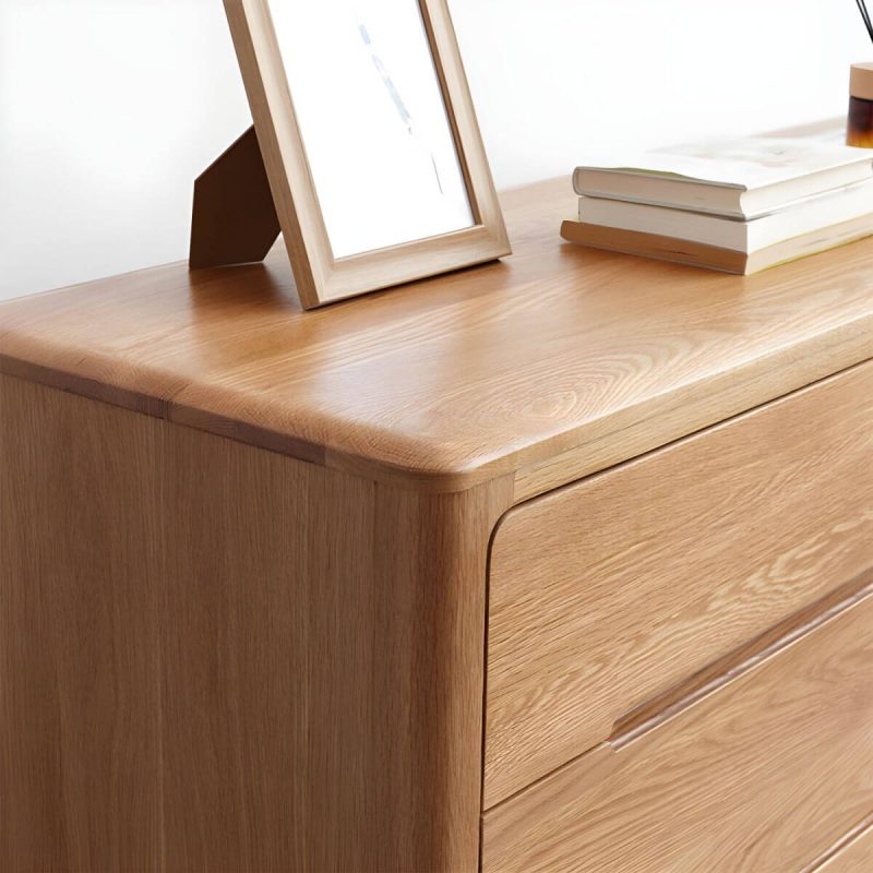 "Modern Wood Double Dresser with 7 Drawers in Standard Length and Low Height - Natural Finish"