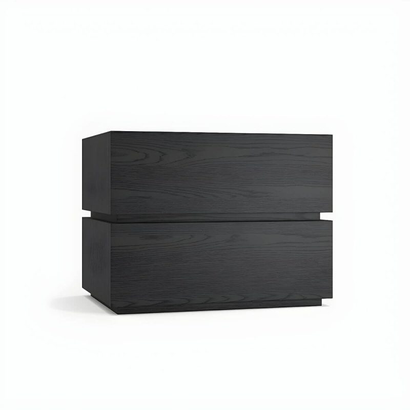 "Compact Wood Nightstand with 2 Drawers - Modern Bedroom Storage - Black 1 Piece"