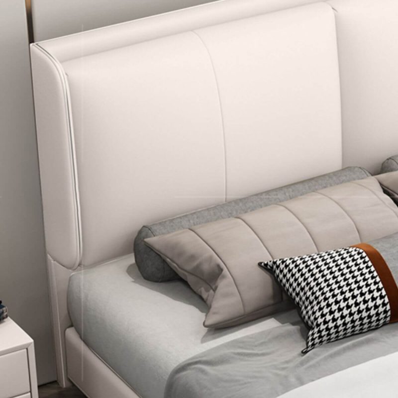 "Rectangular Panel Freestanding Faux Leather Fully Upholstered Headboard Bed - 59" White"