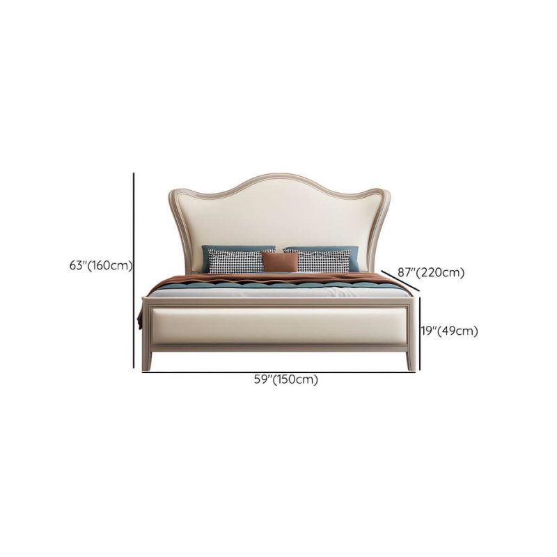 "Dimension of Victorian Standard Bed Foam Pine Wood Bed Frame With Custom Gold Legs - Queen Panel Single Bed"
