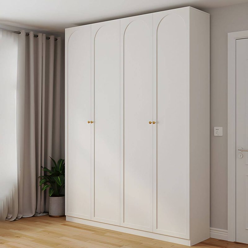 "Modern White Wood Floor-to-ceiling Wardrobe with Drawers and Clothing Rod - 31.5"L x 15.7"W x 94.5"H"