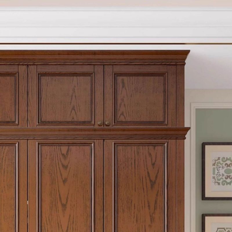 "Taupe Art Deco Ash Wood Wardrobe Armoire with 3 Drawers, Interior Shelves, and Clothing Rod, 75"L x 25"W x 86"H"