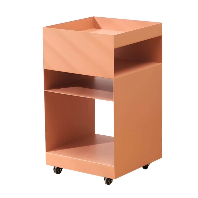 "Modern Metal Nightstand with Open Storage and 4 Shelves in Steel Decor - Green 2 Piece Set"