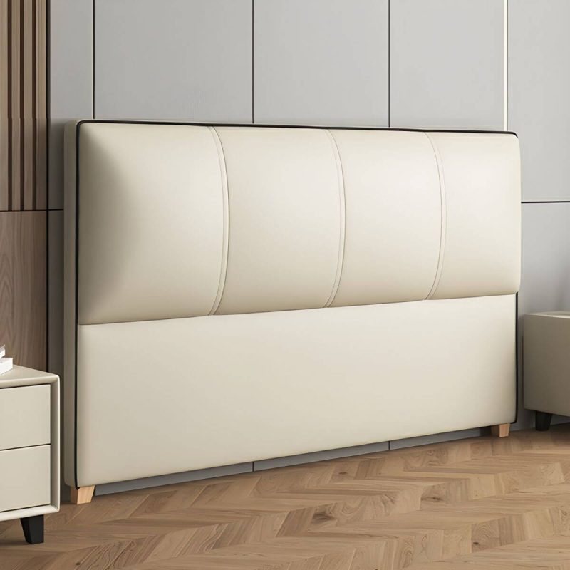 "Elegant Upholstered Panel Headboard with Wood Legs and Modern Style - 47" Yellow"