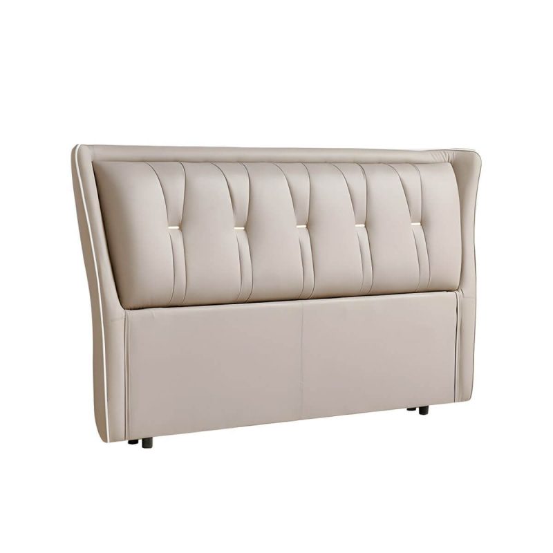 "Elegant Wingback Upholstered Headboard with Wood Legs - Modern Design - Dark Gray 71""